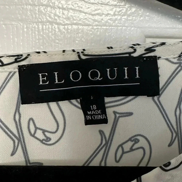Eloquii dress shirt with flamingos in black trim. Size 18 with oversize sleeve - Picture 5 of 6